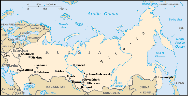 Рис. Карта России, Белоруссии, Украины